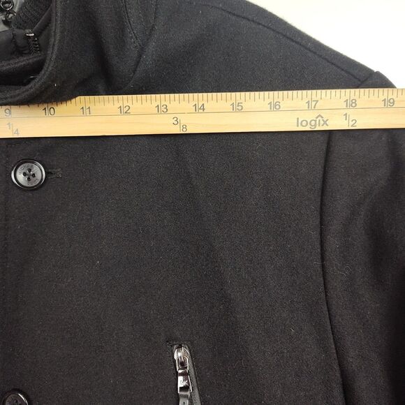 Michael Kors Overcoat Men's 40L Slim Fit Black Full-Zip Buttons 60% Wool - Picture 3 of 9